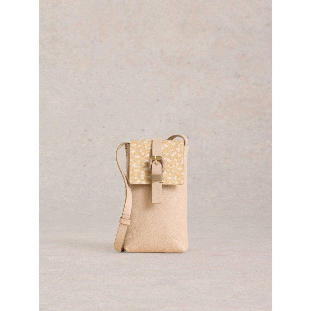 White Stuff NWT Beige Crossbody Bag with Patterned Flap - Picture 1 of 4